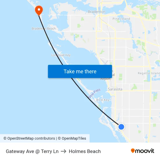 Gateway Ave @ Terry Ln to Holmes Beach map