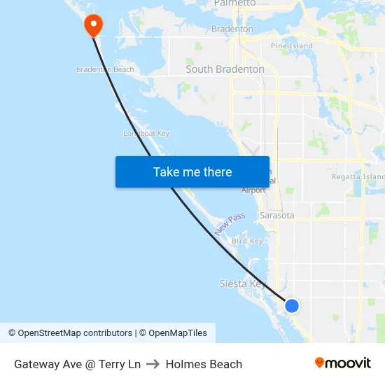 Gateway Ave @ Terry Ln to Holmes Beach map