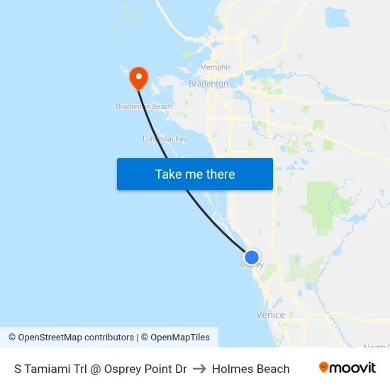 S Tamiami Trl @ Osprey Point Dr to Holmes Beach map