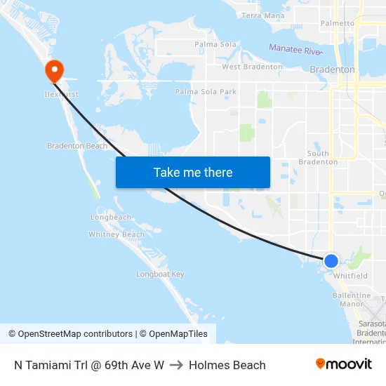 N Tamiami Trl @ 69th Ave W to Holmes Beach map
