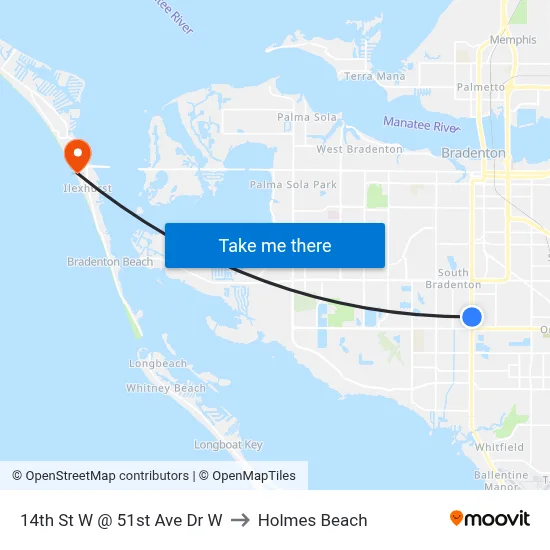 14th St W @ 51st Ave Dr W to Holmes Beach map