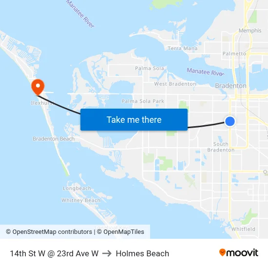 14th St W @ 23rd Ave W to Holmes Beach map