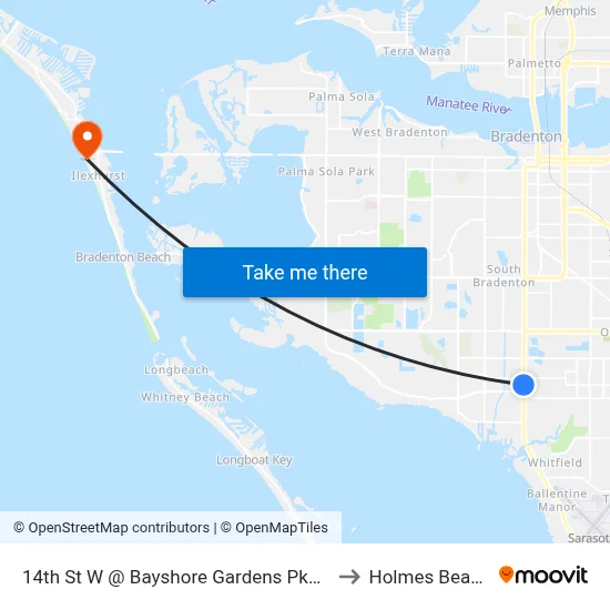 14th St W @ Bayshore Gardens Pkwy to Holmes Beach map