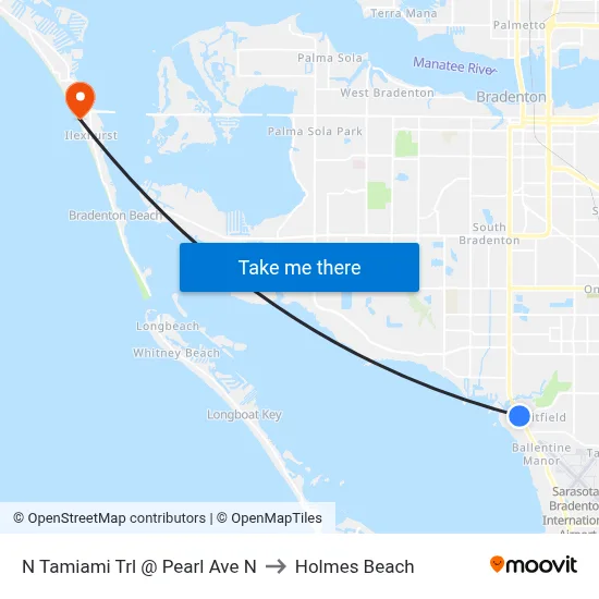 N Tamiami Trl @ Pearl Ave N to Holmes Beach map