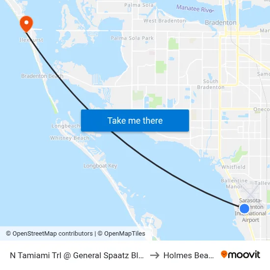 N Tamiami Trl @ General Spaatz Blvd to Holmes Beach map