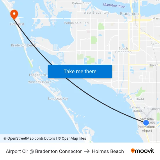 Airport Cir @ Bradenton Connector to Holmes Beach map