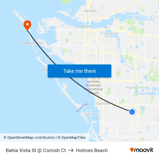 Bahia Vista St @ Cornish Ct to Holmes Beach map