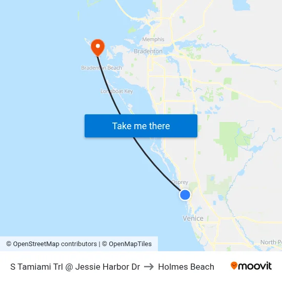 S Tamiami Trl @ Jessie Harbor Dr to Holmes Beach map