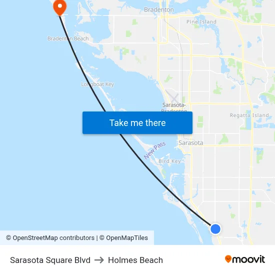Sarasota Square Blvd to Holmes Beach map