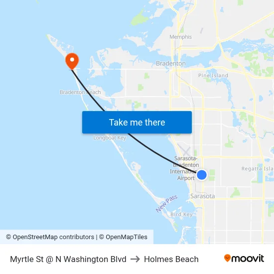 Myrtle St @ N Washington Blvd to Holmes Beach map