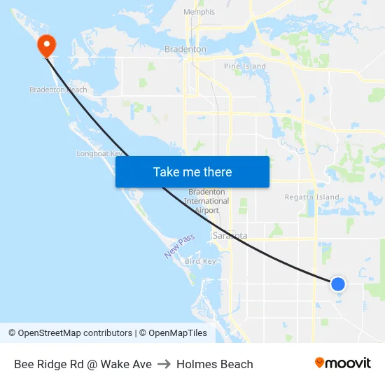 Bee Ridge Rd @ Wake Ave to Holmes Beach map