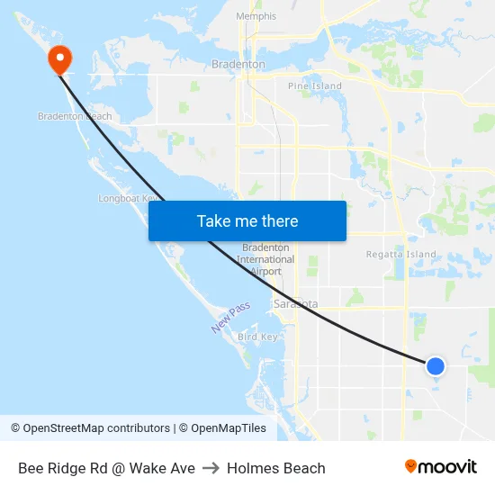 Bee Ridge Rd @ Wake Ave to Holmes Beach map