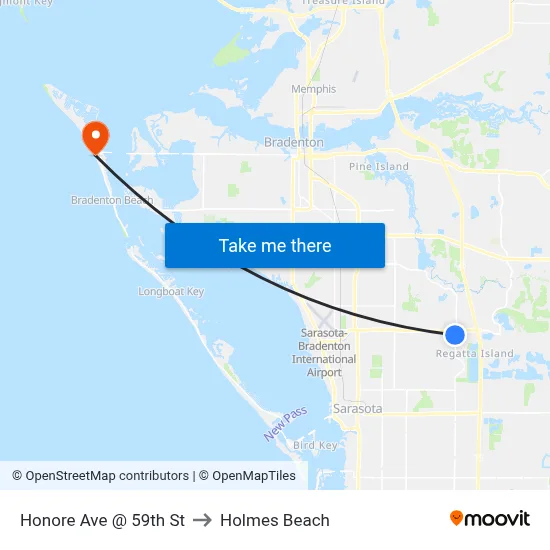 Honore Ave @ 59th St to Holmes Beach map