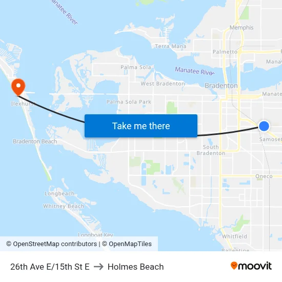 26th Ave E/15th St E to Holmes Beach map