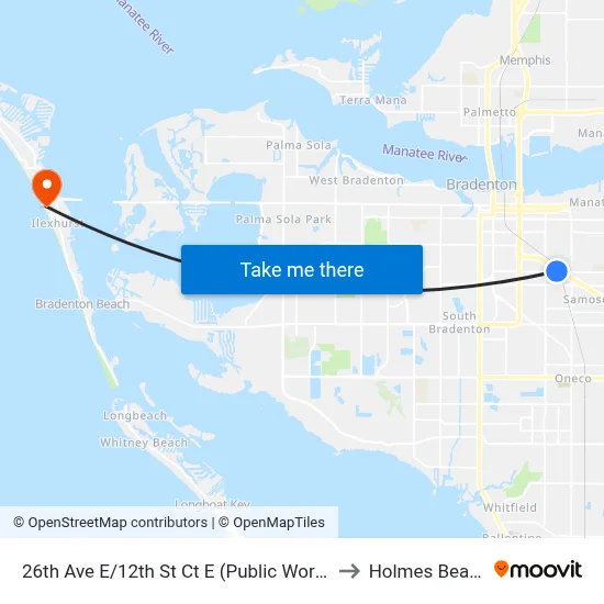 26th Ave E/12th St Ct E (Public Works) to Holmes Beach map