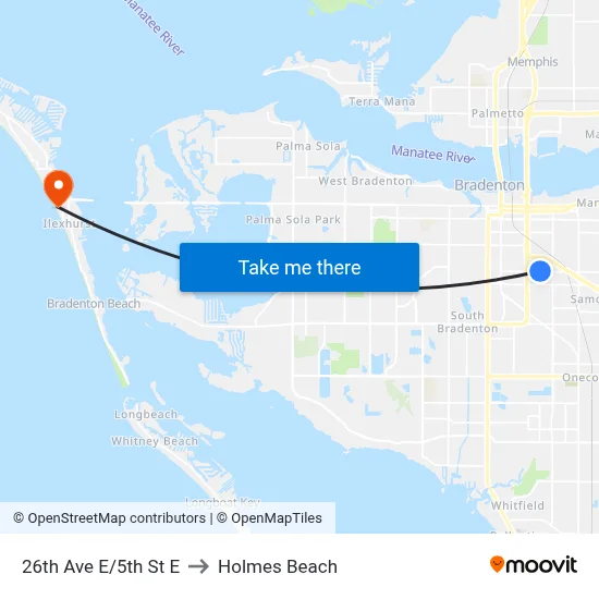 26th Ave E/5th St E to Holmes Beach map