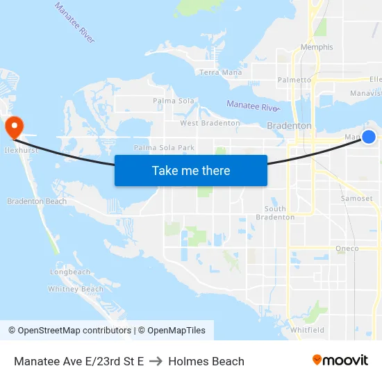 Manatee Ave E/23rd St E to Holmes Beach map