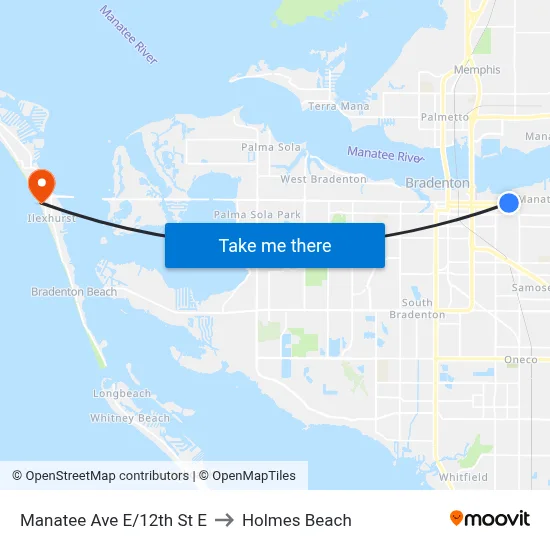 Manatee Ave E/12th St E to Holmes Beach map