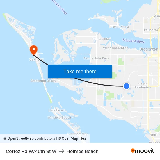 Cortez Rd W/40th St W to Holmes Beach map
