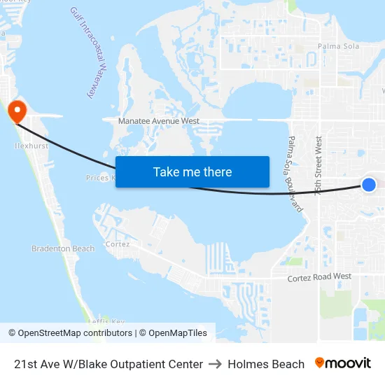21st Ave W/Blake Outpatient Center to Holmes Beach map