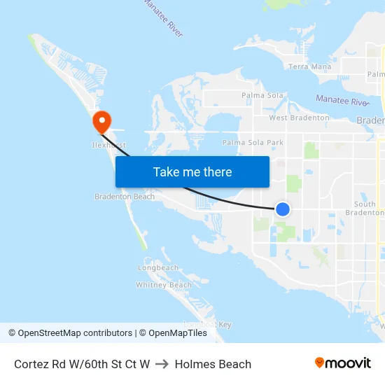 Cortez Rd W/60th St Ct W to Holmes Beach map