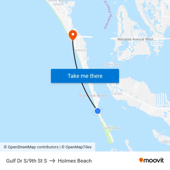 Gulf Dr S/9th St S to Holmes Beach map