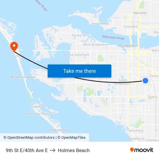 9th St E/40th Ave E to Holmes Beach map