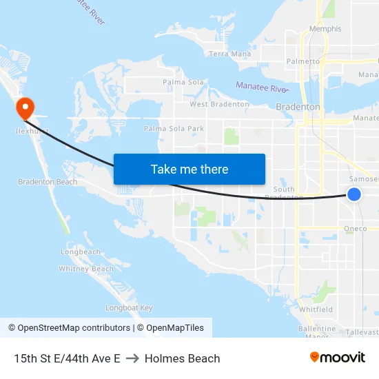 15th St E/44th Ave E to Holmes Beach map