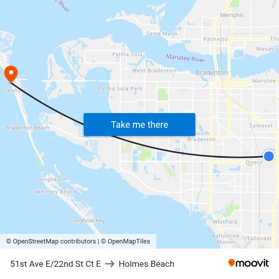 51st Ave E/22nd St Ct E to Holmes Beach map