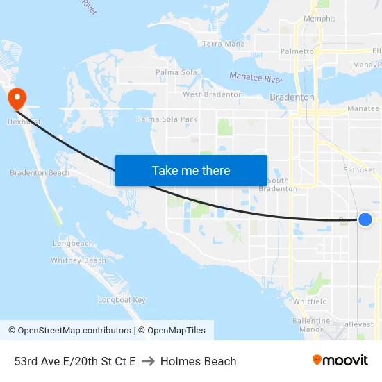 53rd Ave E/20th St Ct E to Holmes Beach map