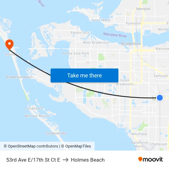 53rd Ave E/17th St Ct E to Holmes Beach map