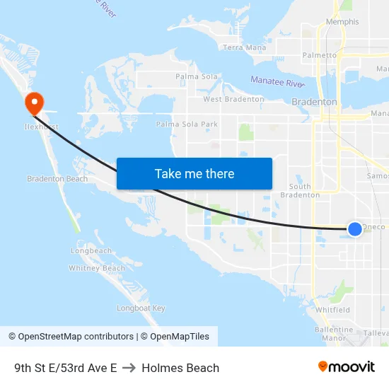 9th St E/53rd Ave E to Holmes Beach map