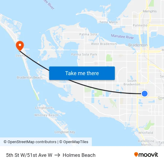 5th St W/51st Ave W to Holmes Beach map