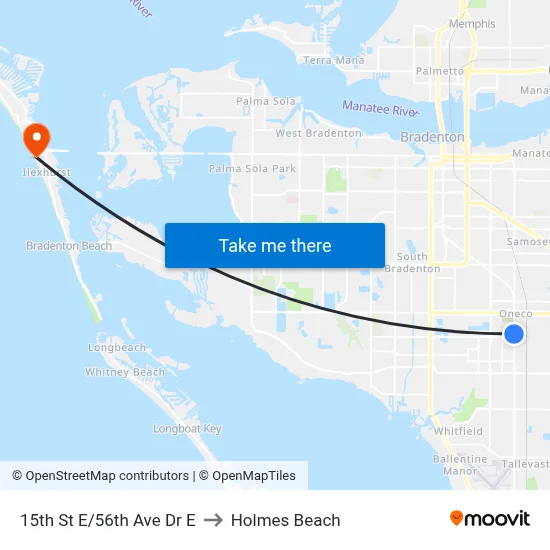 15th St E/56th Ave Dr E to Holmes Beach map
