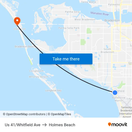 Us 41/Whitfield Ave to Holmes Beach map