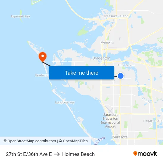 27th St E/36th Ave E to Holmes Beach map