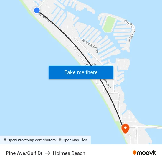 Pine Ave/Gulf Dr to Holmes Beach map