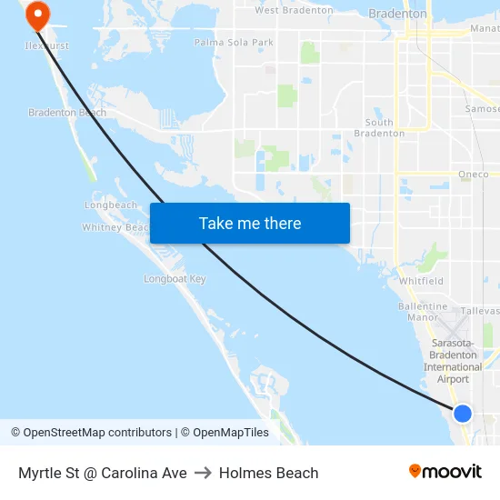 Myrtle St @ Carolina Ave to Holmes Beach map