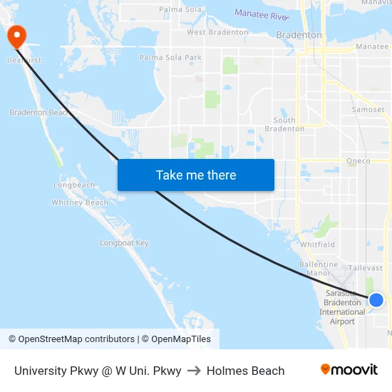 University Pkwy @ W Uni. Pkwy to Holmes Beach map