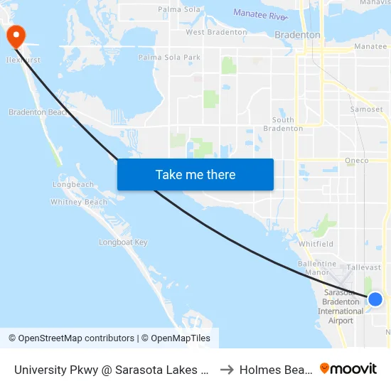 University Pkwy @ Sarasota Lakes Blvd to Holmes Beach map