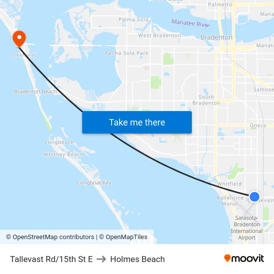 Tallevast Rd/15th St E to Holmes Beach map
