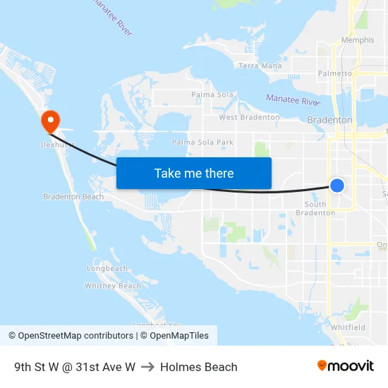 9th St W @ 31st Ave W to Holmes Beach map