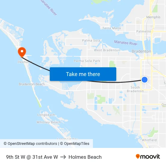 9th St W @ 31st Ave W to Holmes Beach map