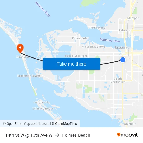 14th St W @ 13th Ave W to Holmes Beach map