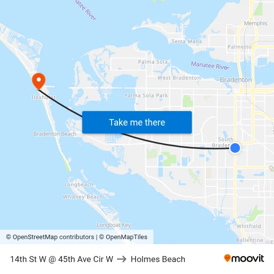 14th St W @ 45th Ave Cir W to Holmes Beach map