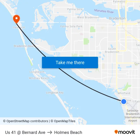Us 41 @ Bernard Ave to Holmes Beach map