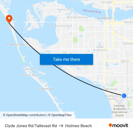 Clyde Jones Rd/Tallevast Rd to Holmes Beach map