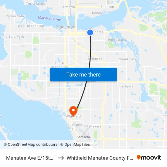 Manatee Ave E/15th St E to Whitfield Manatee County FL USA map