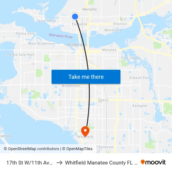 17th St W/11th Ave W to Whitfield Manatee County FL USA map