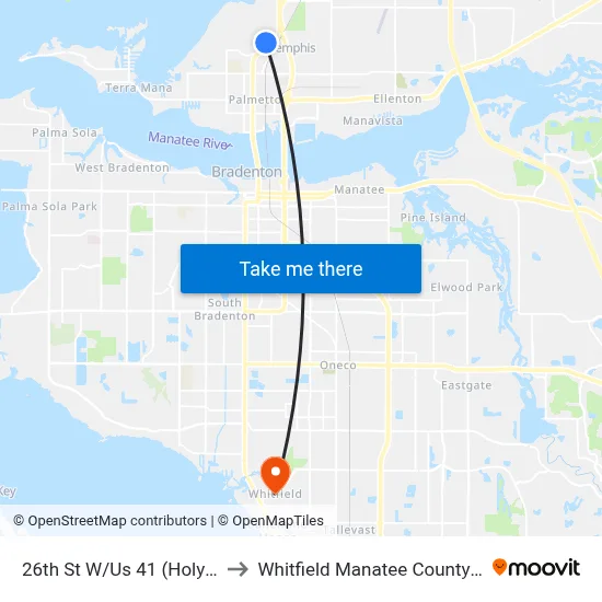 26th St W/Us 41 (Holy Cross) to Whitfield Manatee County FL USA map